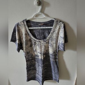 Gray and White Women's Top
